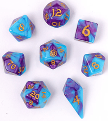 Hymgho Dice: 8 Set Polyhedral Wyrmforged Rollers Rounded Resin Banshee's Wail HY02016